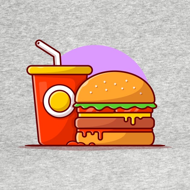 Burger And Soda Cartoon Vector Icon Illustration by Catalyst Labs